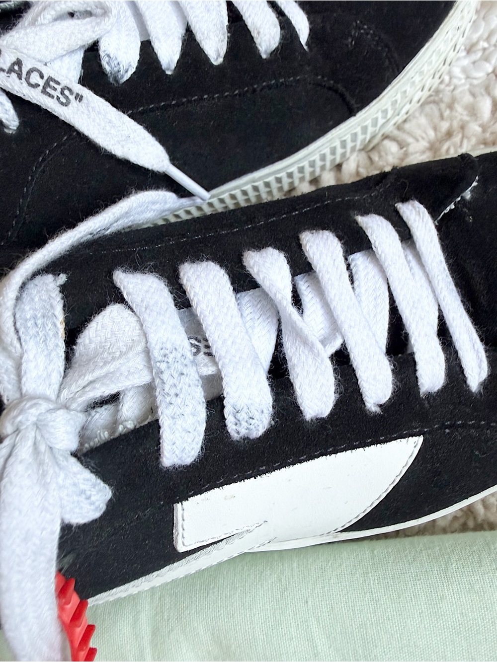 Off-White Virgil Abloh Women's Suede Sneakers Size 38 EU / 8 US Black White - Picture 3 of 11
